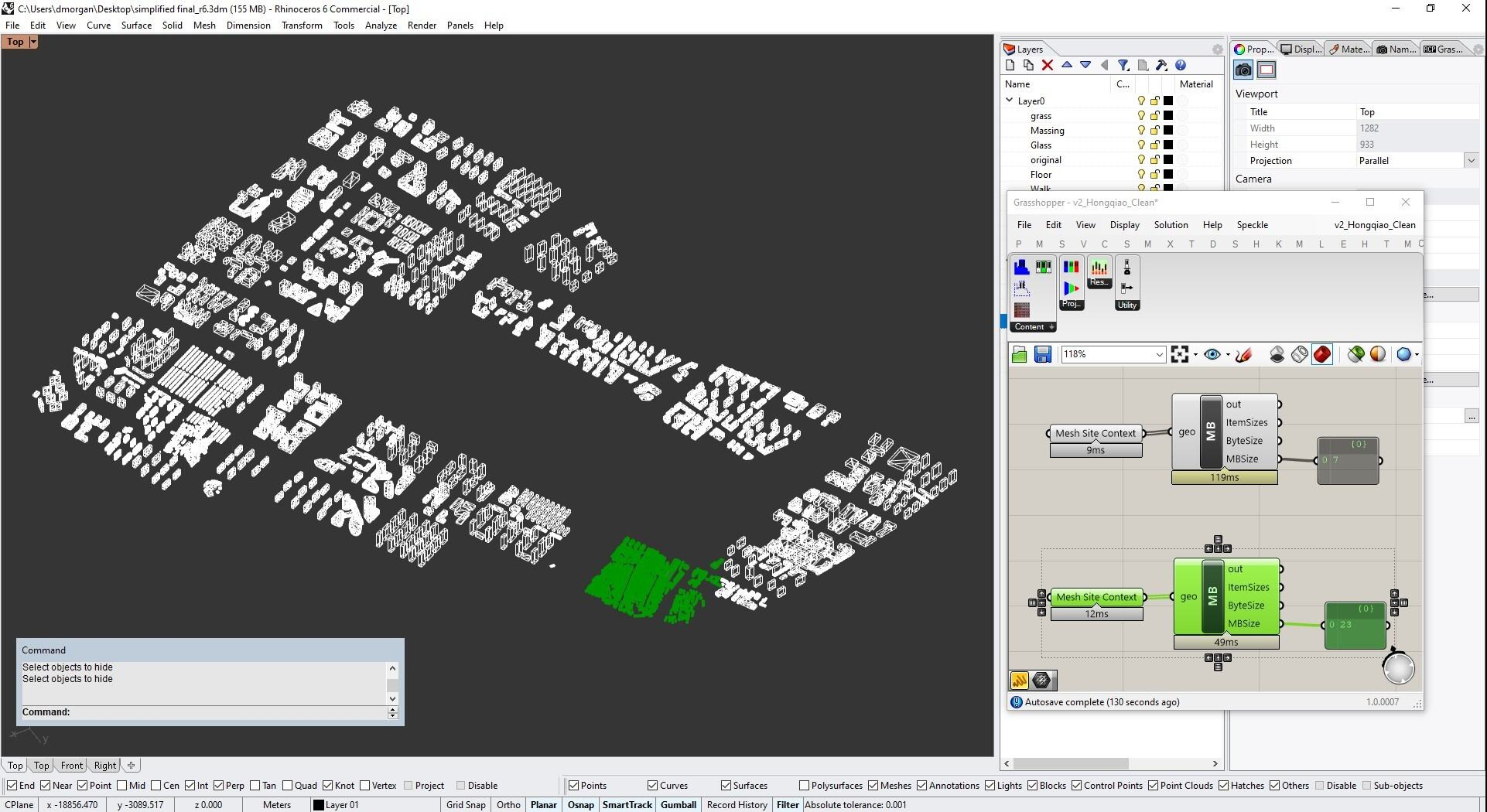 23MB of geometry selected